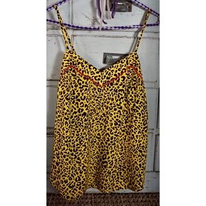 Refinery29 Yellow Leopard Cami Tank Top NWT New S